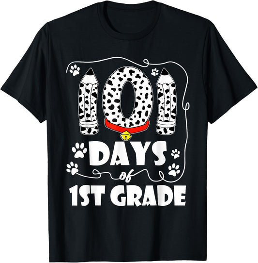 101 Days 1st Grade Dog 100th Day 100 Days School Students Women Girls Kids T-Shirt - T-Shirt | Black