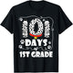 101 Days 1st Grade Dog 100th Day 100 Days School Students Women Girls Kids T-Shirt - T-Shirt | Black