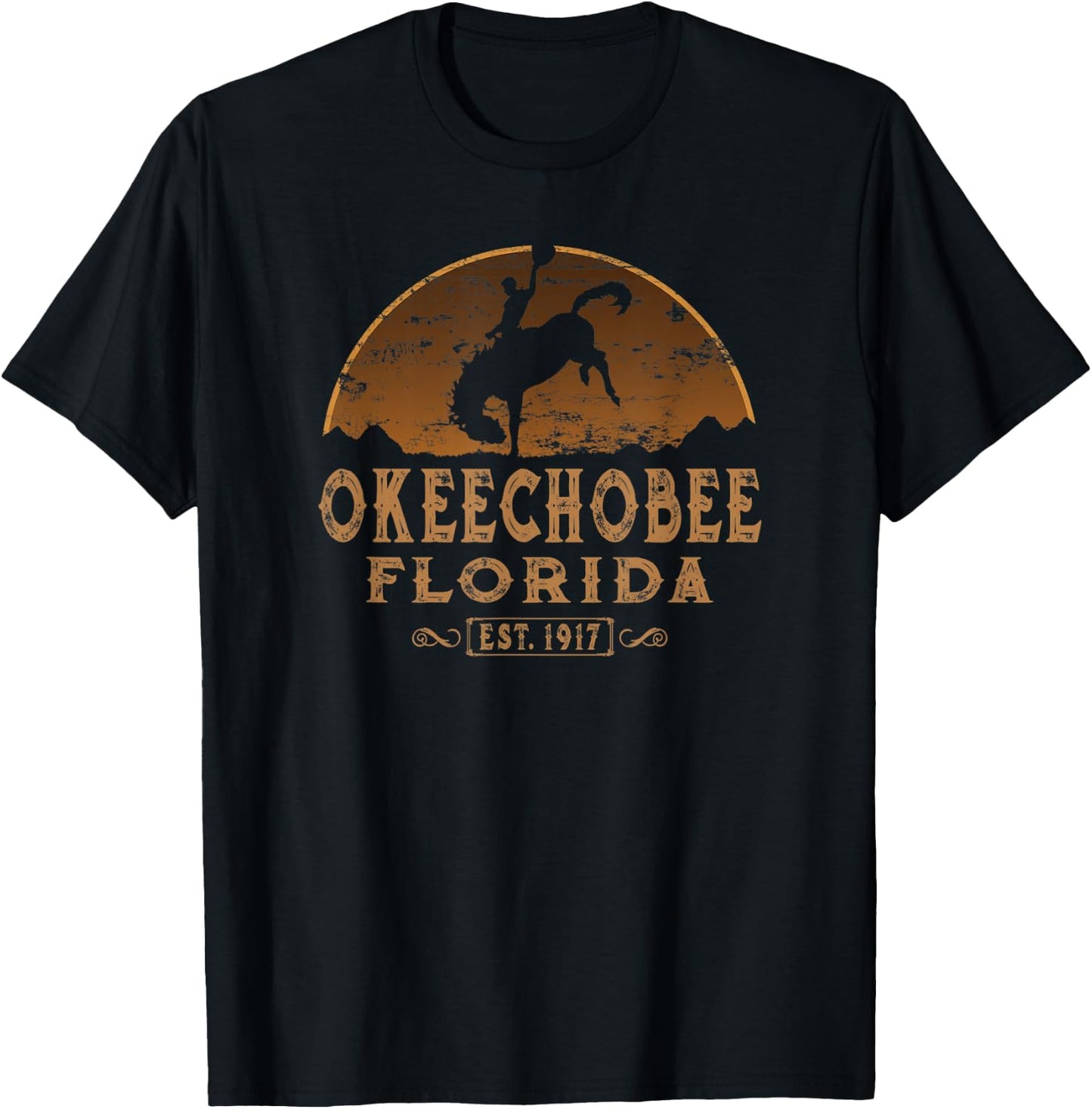 Okeechobee Florida FL Rodeo Cowboy T-Shirt - T-Shirt | Black