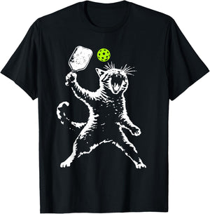 Cat Pickleball T-Shirt - T-Shirt | Black