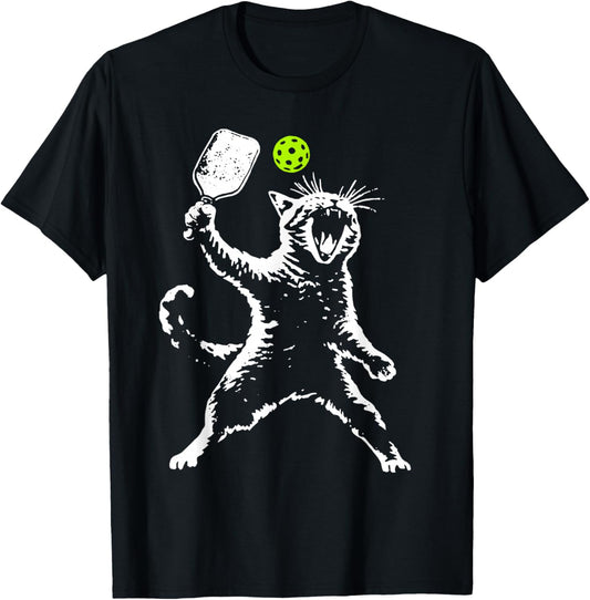 Cat Pickleball T-Shirt - T-Shirt | Black
