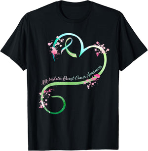 Metastatic Breast Cancer Awareness Heart Gifts T-Shirt - T-Shirt | Black