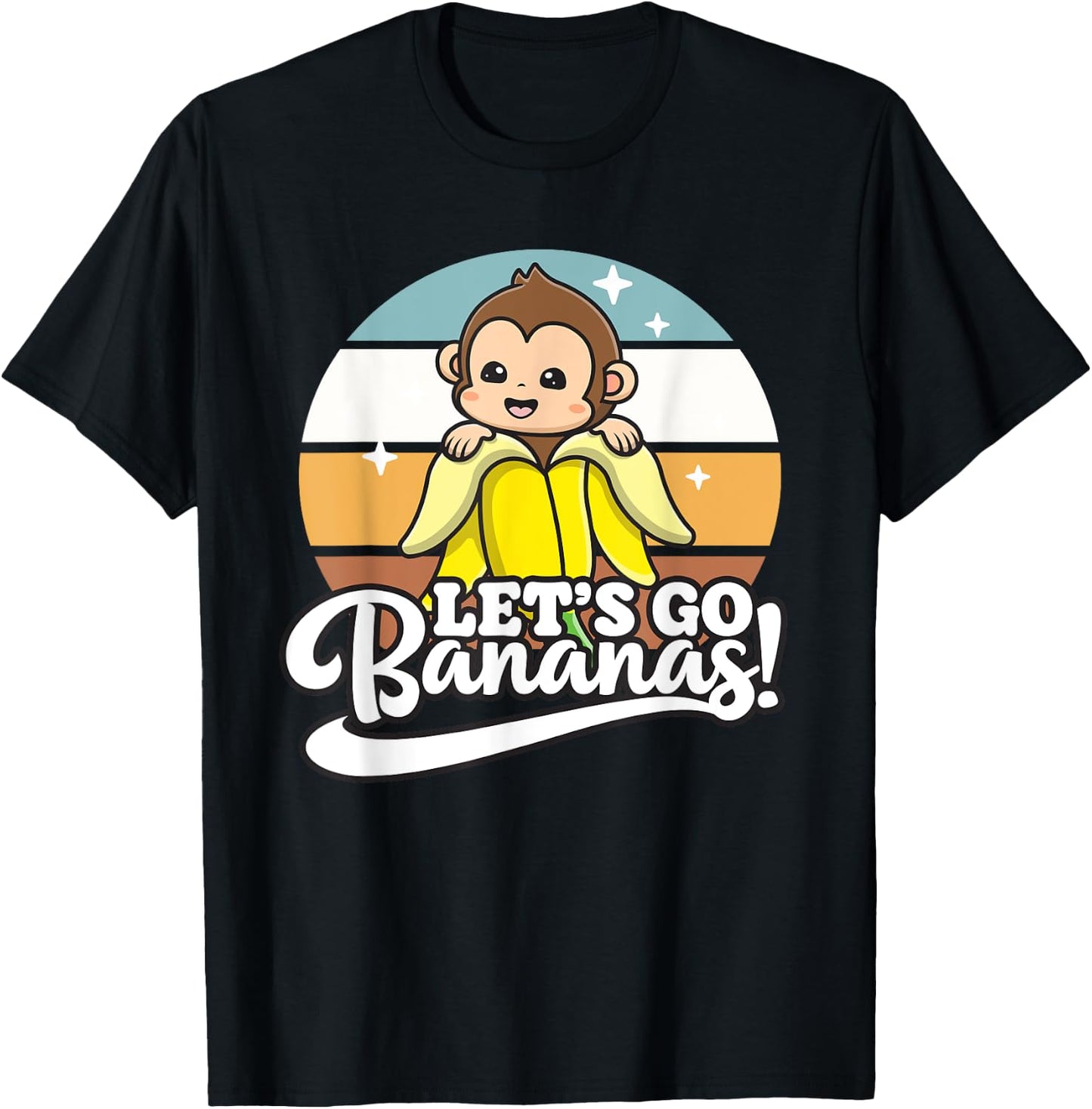 Cute Kawaii Monkey, Funny Let’s Go Bananas T-Shirt - T-Shirt | Black