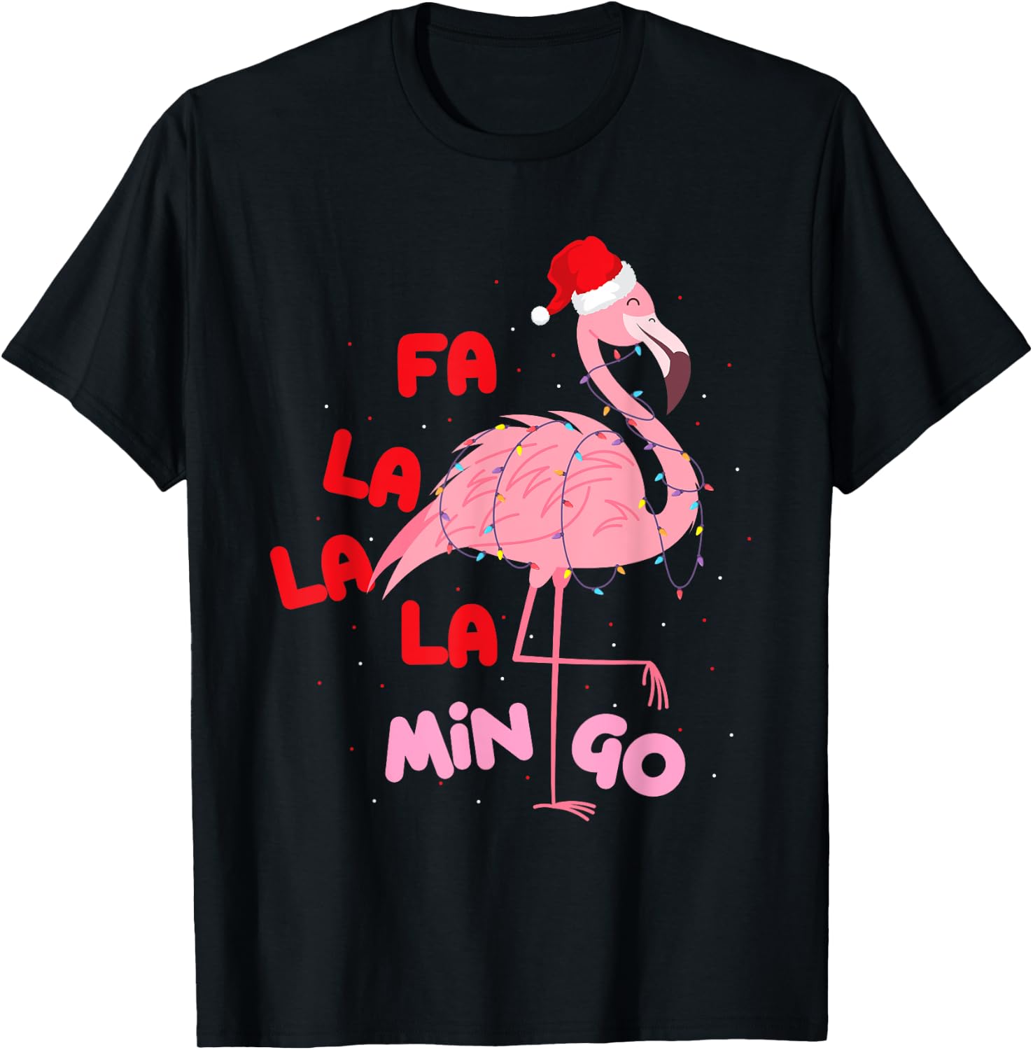 Fa La La La Mingo - Cute Flamingo Christmas Xmas T-Shirt - T-Shirt | Black