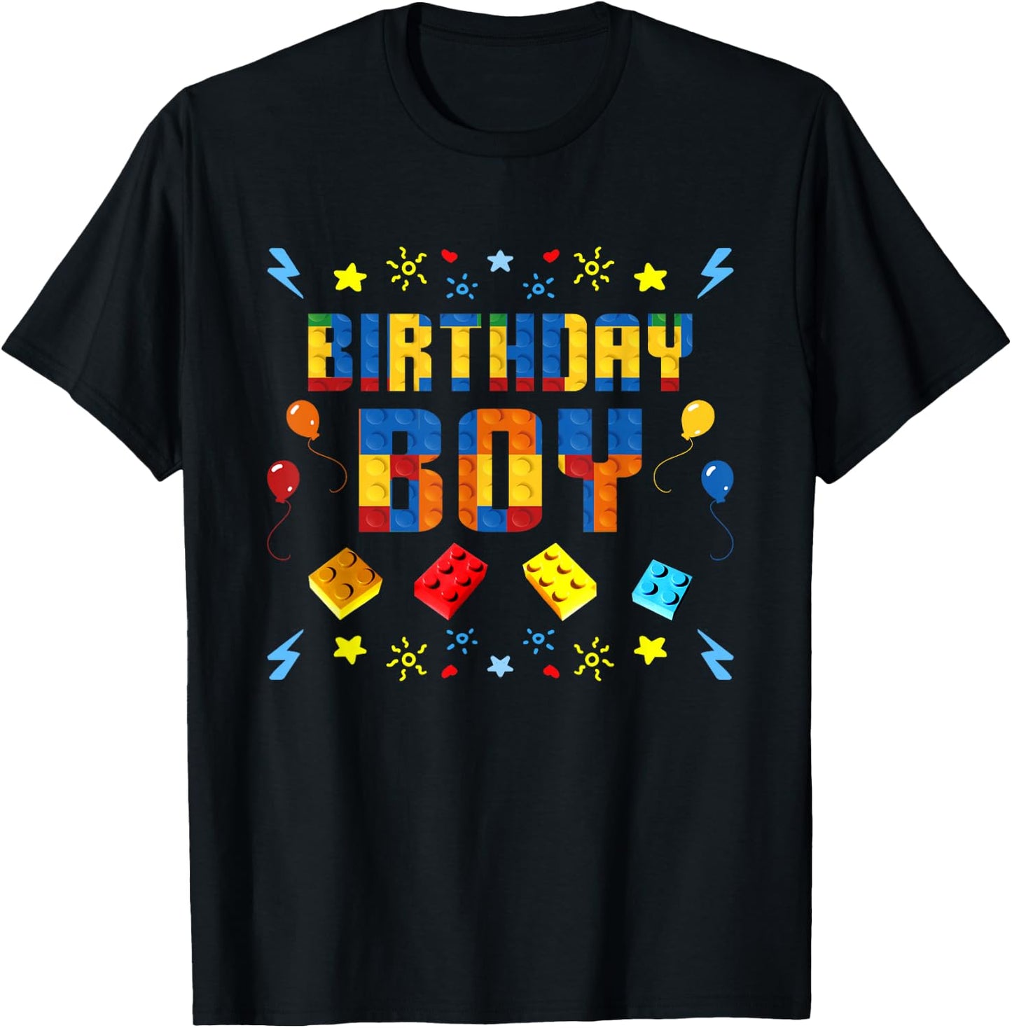 Birthday Boy Master Builder Building Blocks Matching Kids T-Shirt - T-Shirt | Black