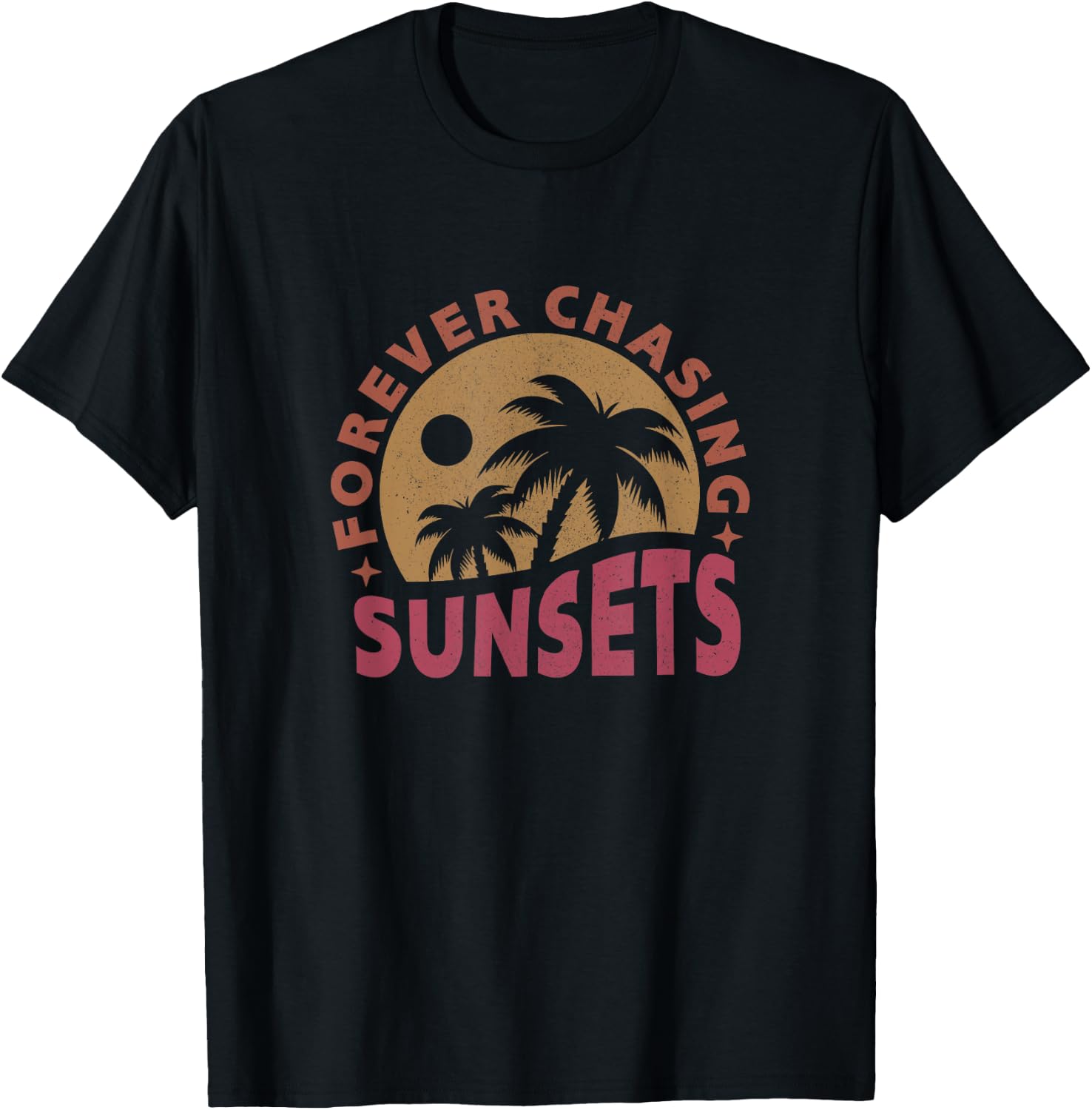 Retro Vintage Forever Chasing Sunsets Summer Vacation Women T-Shirt - T-Shirt | Black