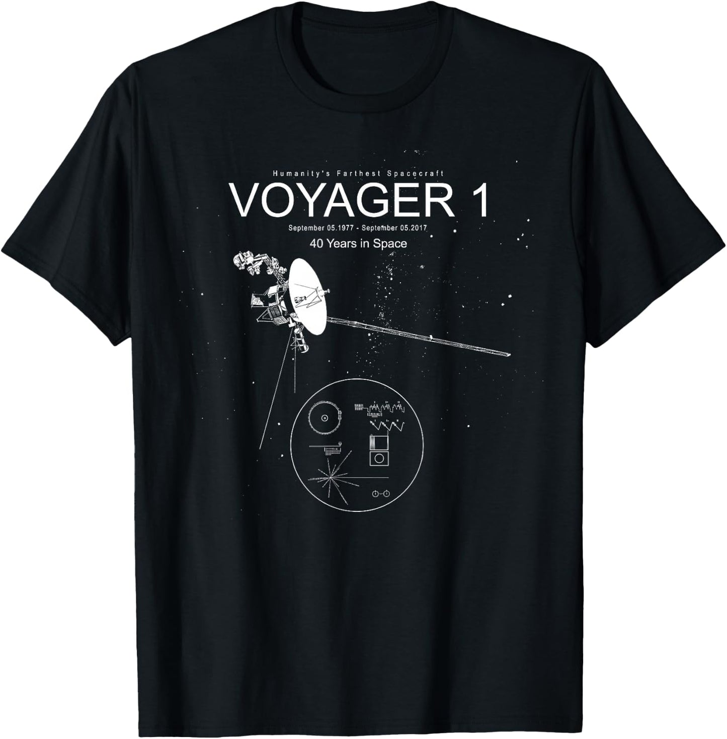 Voyager 1-Humanity's Farthest Spacecraft-40 Years in Space T-Shirt - T-Shirt | Black