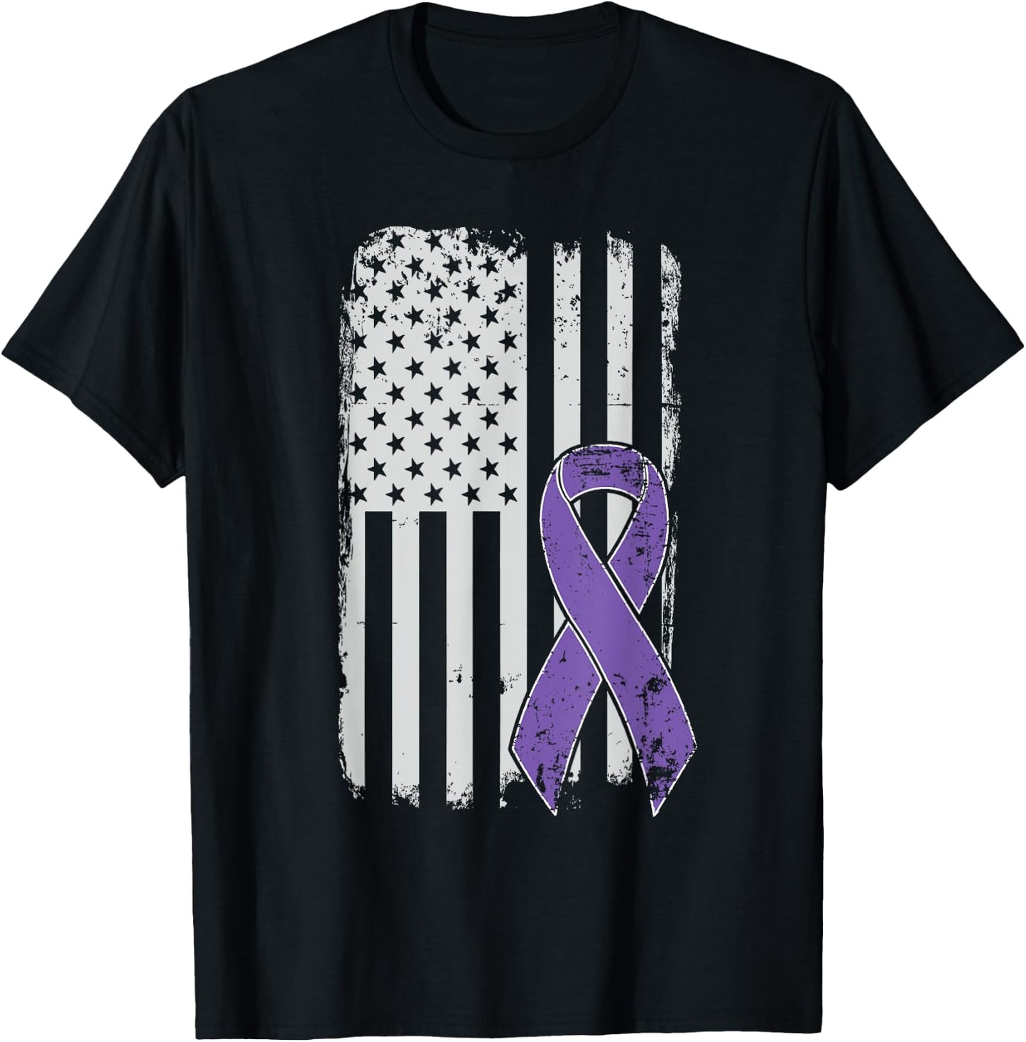 Testicular Cancer Awareness - Vintage USA American Flag T-Shirt - T-Shirt | Black