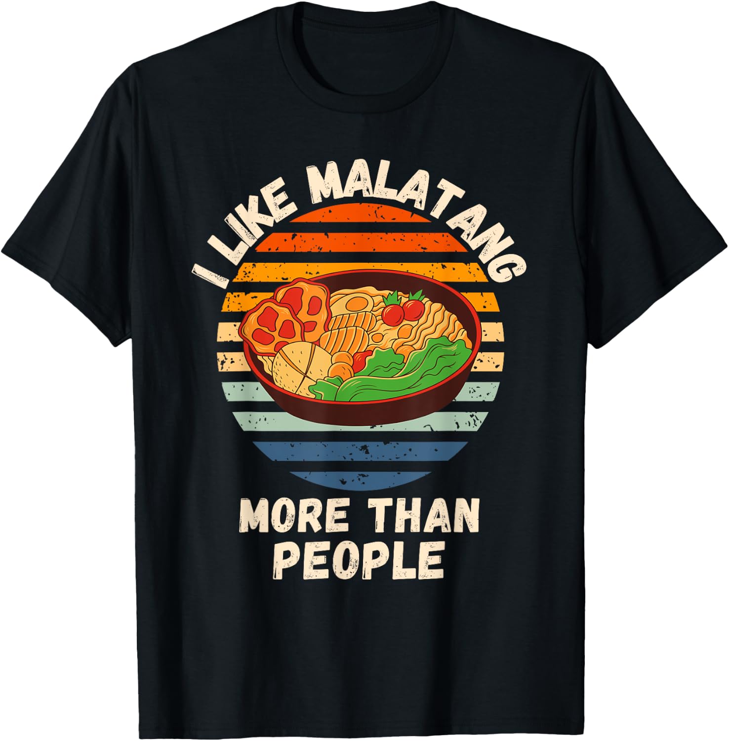 Vintage I Like Malatang More Than People Retro Malatang T-Shirt - T-Shirt | Black