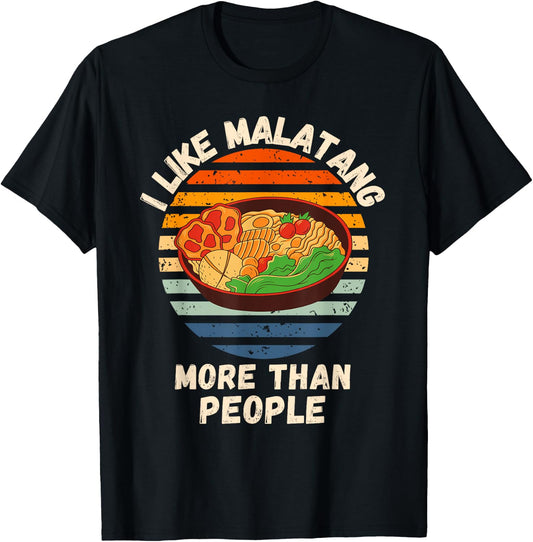 Vintage I Like Malatang More Than People Retro Malatang T-Shirt - T-Shirt | Black