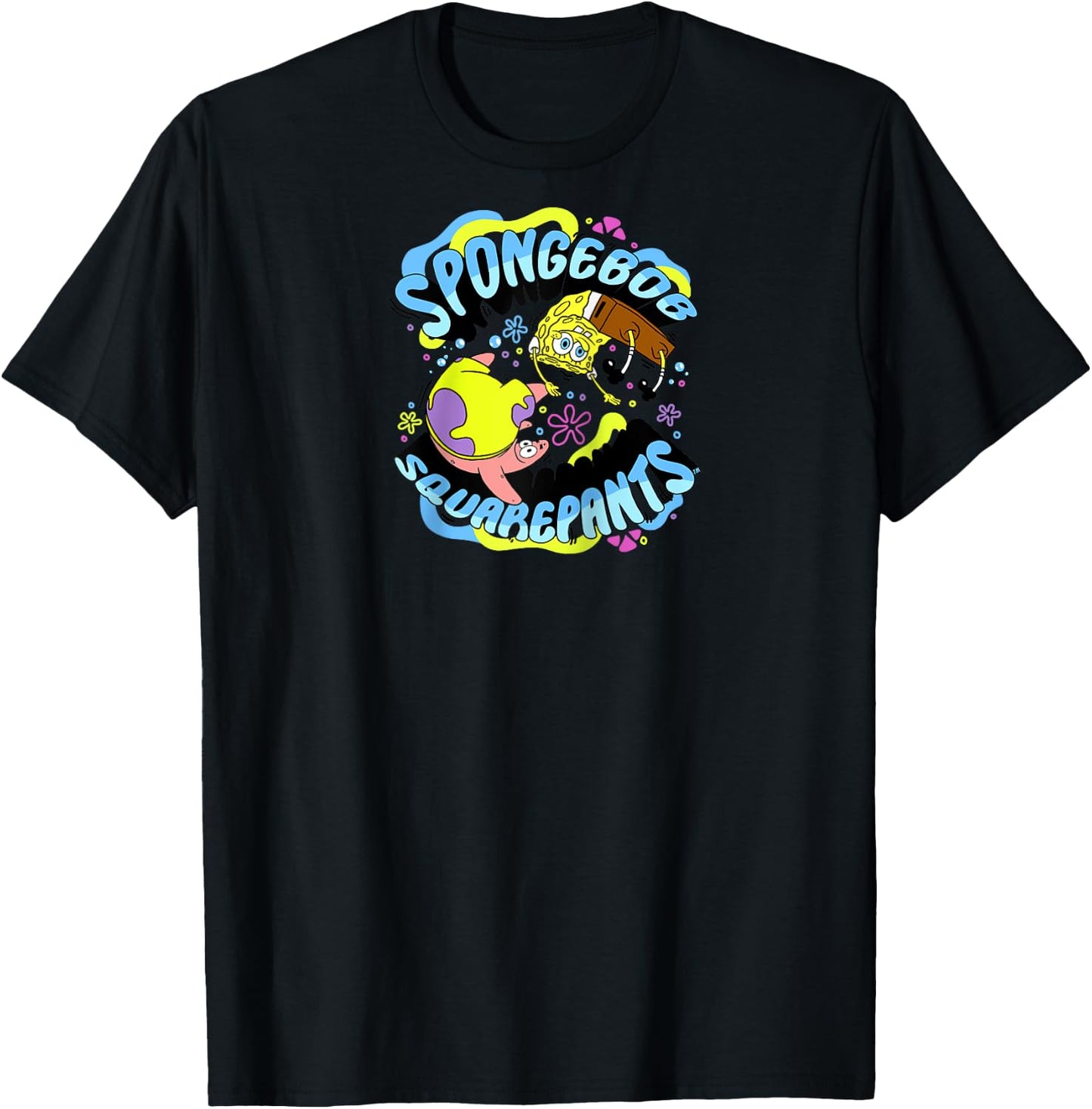 SpongeBob SquarePants Patrick & SpongeBob Friends Poster Raglan Baseball T-Shirt - T-Shirt | Black