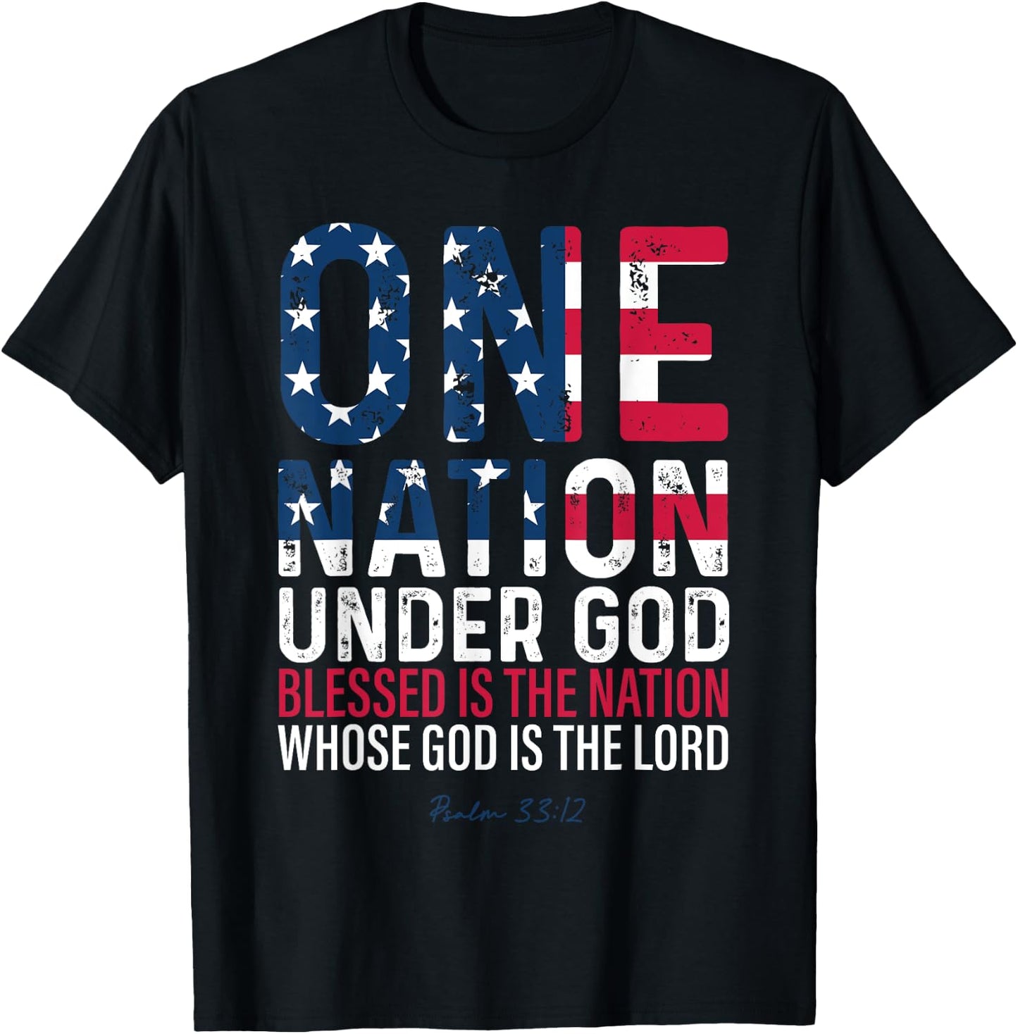 One Nation Under God Blessed Is The Nation Whose God Vintage T-Shirt - T-Shirt | Black