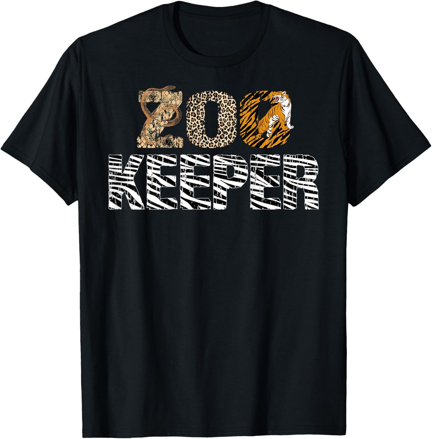 Zookeeper Costume African Animals Zebra Wild Print On Back T-Shirt - T-Shirt | Black