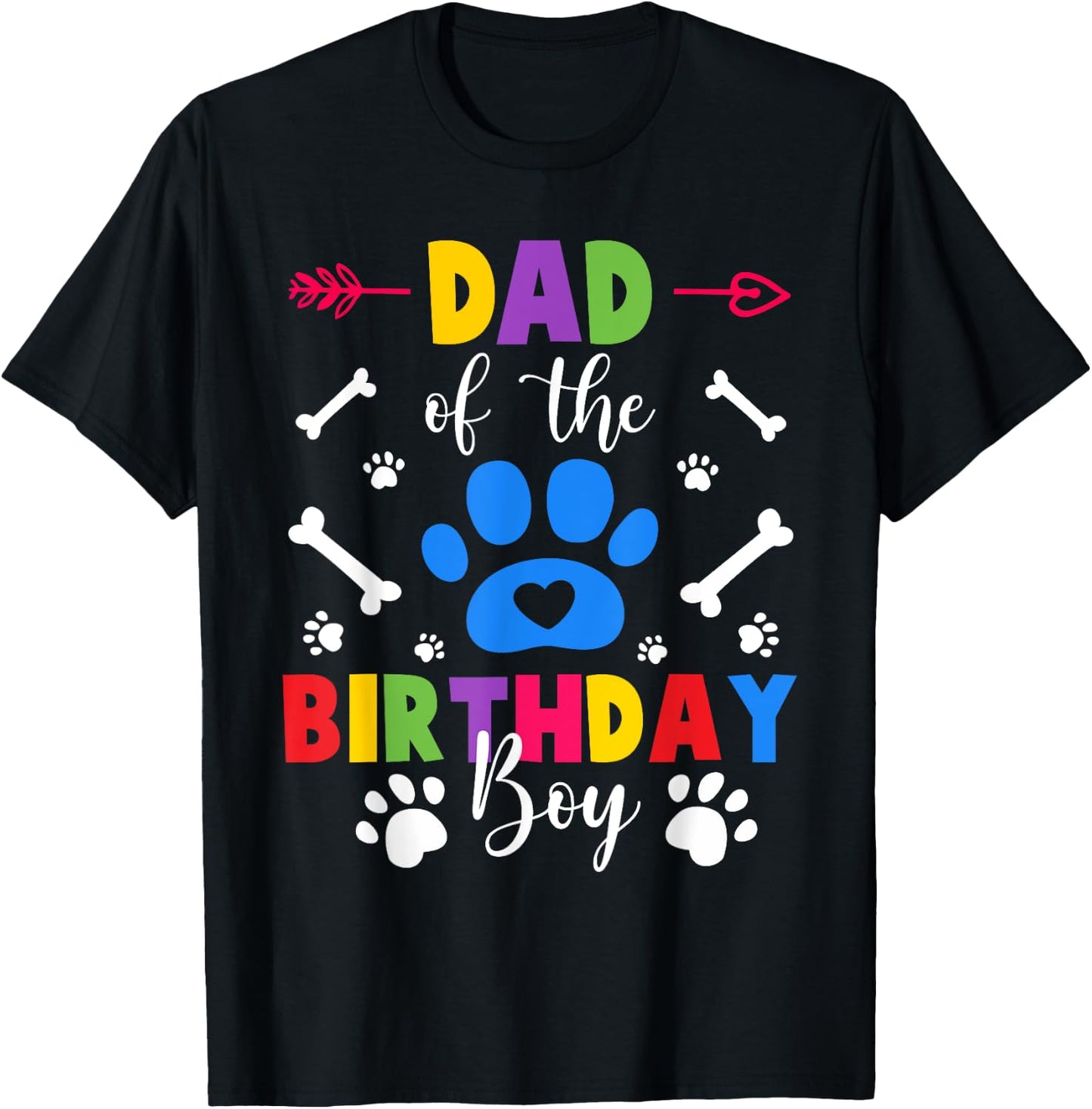 Dad And Mom Of The Birthday Boy Dog Paw Family Matching T-Shirt - T-Shirt | Black