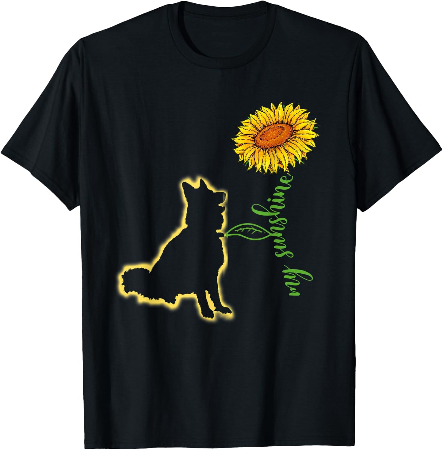 Dog Lover My Sunshine Sunflower Dog Women Kids T-Shirt - T-Shirt | Black