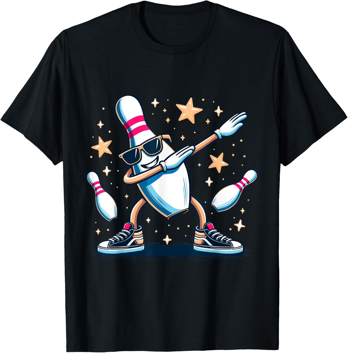 Bowling Pin Dabbing Sunglasses Bowler Player Kids Boys Men T-Shirt - T-Shirt | Black