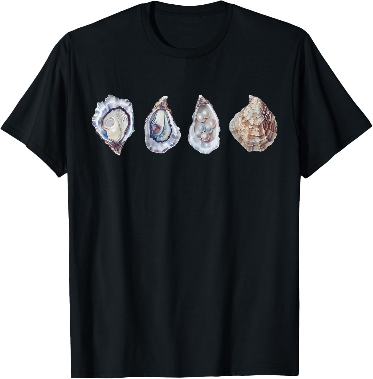 Oyster Seafood Shirt |Funny Oyster Pearl Seashell Girl Women T-Shirt - T-Shirt | Black