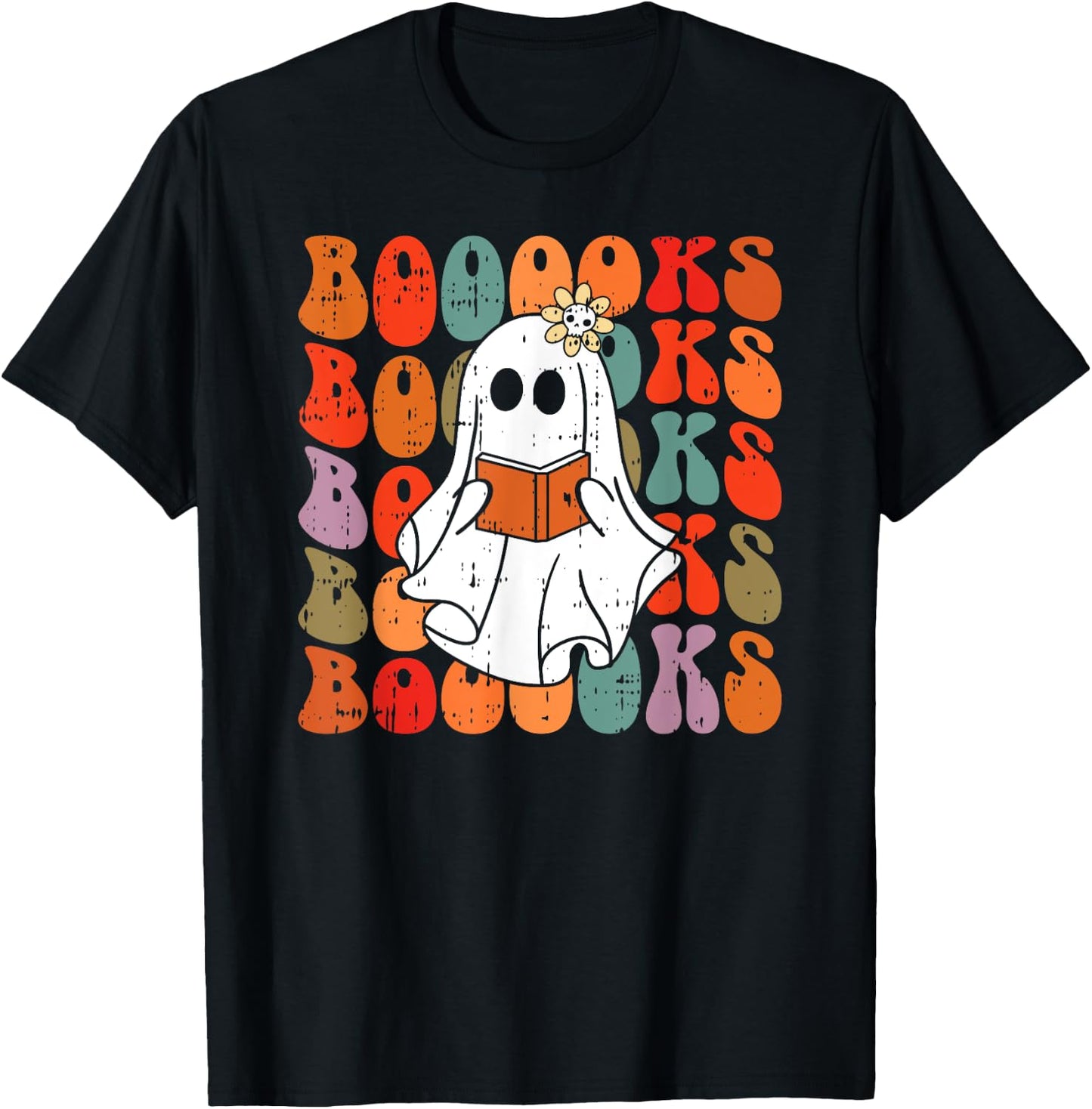 Ghost Reading Book Halloween Spooky Reader Spirit Ghoul T-Shirt - T-Shirt | Black