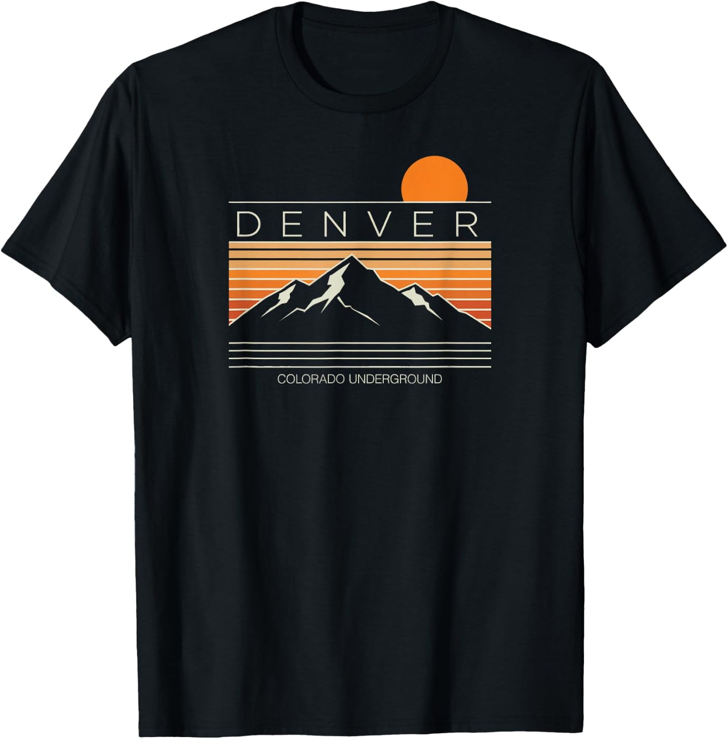 Denver Colorado Mountain Sunset Graphic T-Shirt - T-Shirt | Black