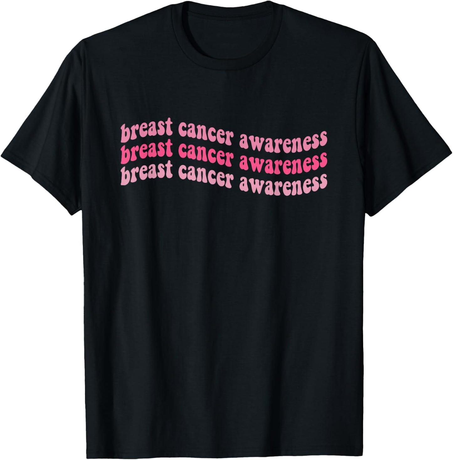 Pink Retro Groovy Breast Cancer Awareness Month Women Men T-Shirt - T-Shirt | Black