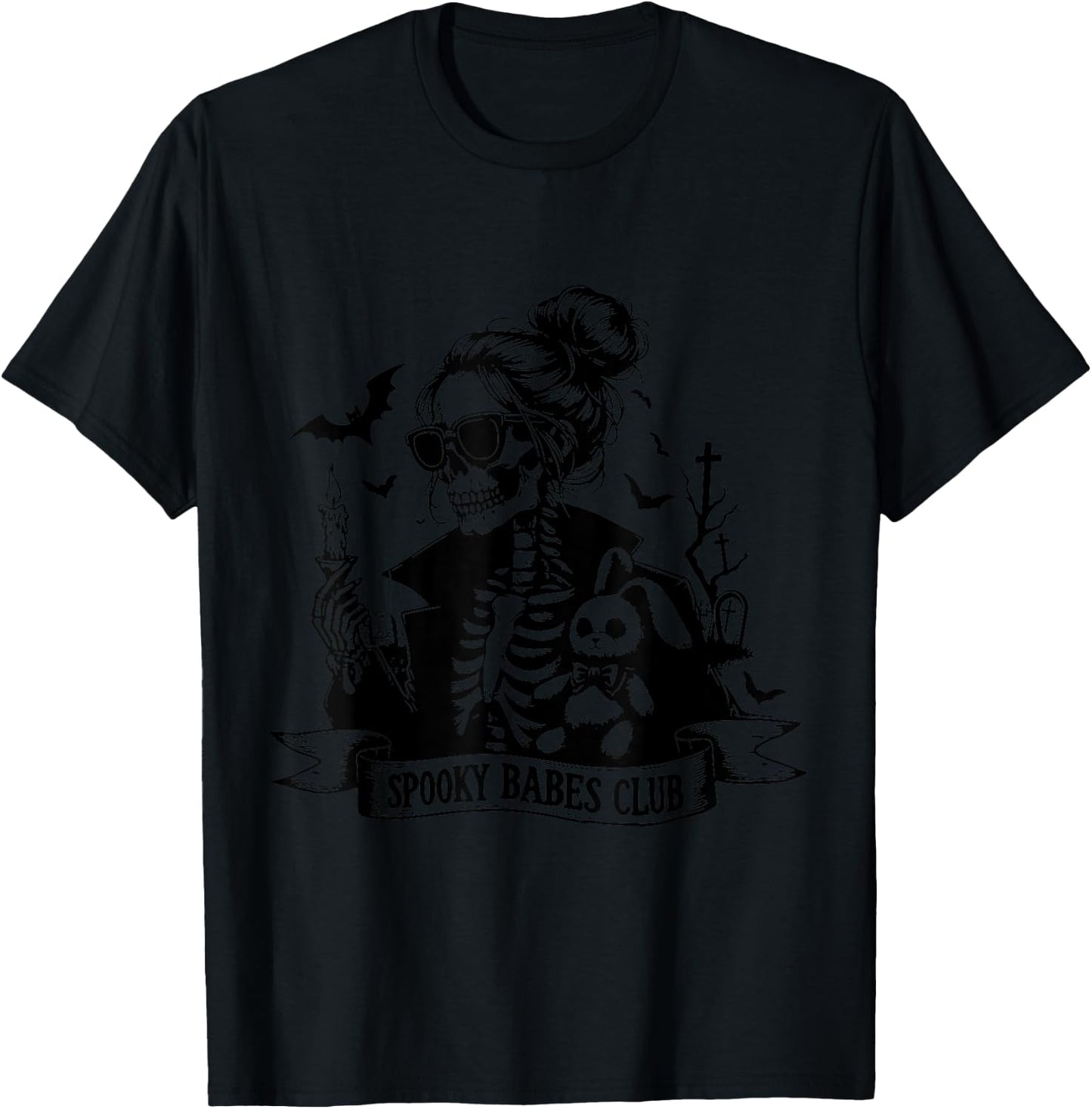 Spooky Babes Club , Snarky Funny Skeleton Halloween T-Shirt - T-Shirt | Black
