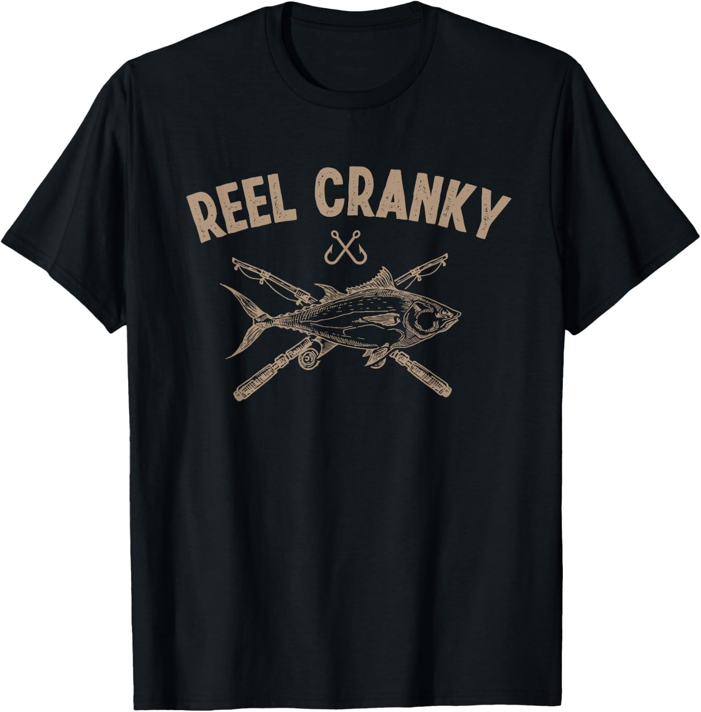 Reel Cranky Funny Fishing Fisherman T-Shirt - T-Shirt | Black