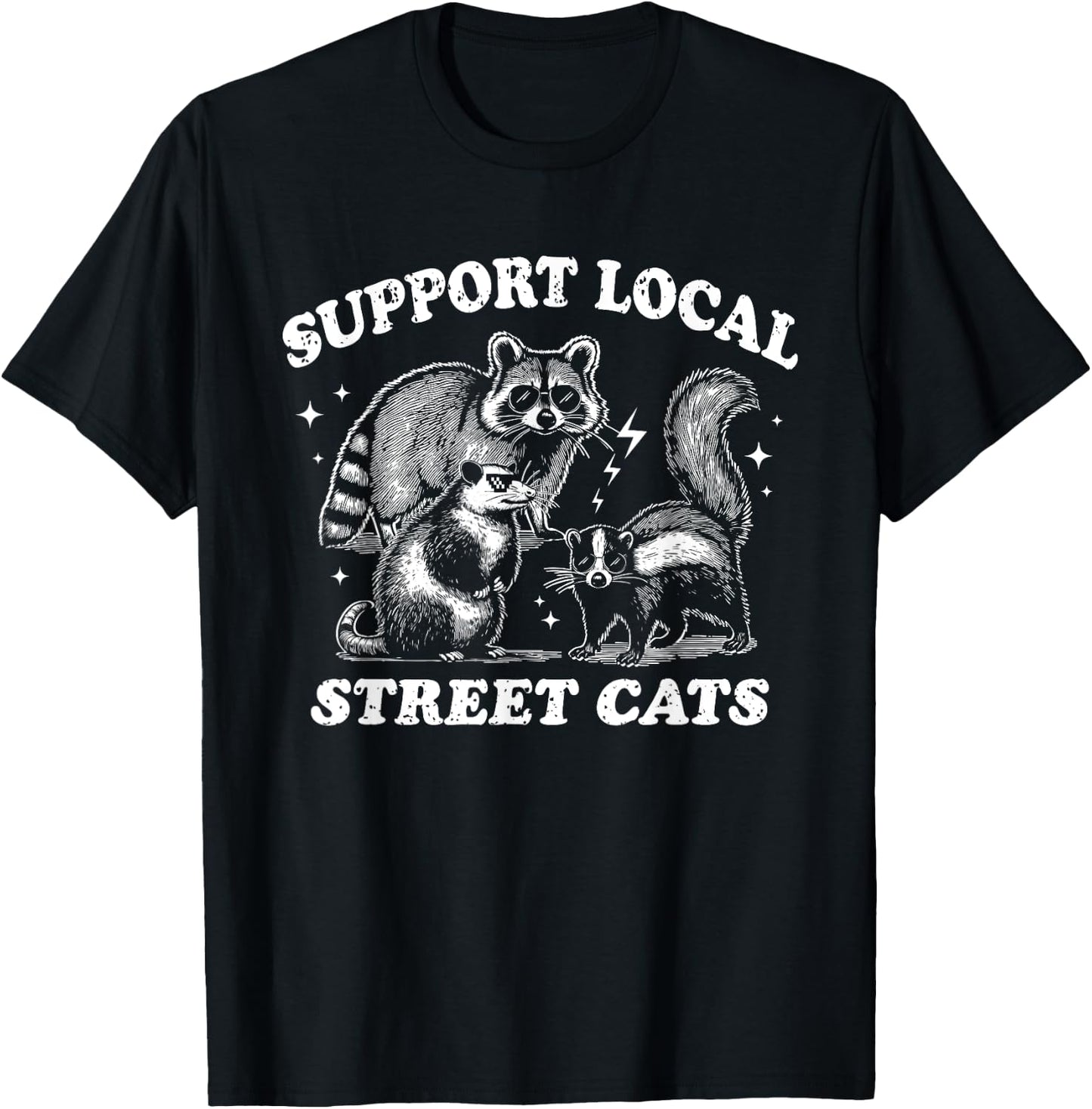 Support Local Street Cats Nocturnal Animal T-Shirt - T-Shirt | Black