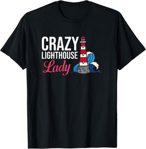 Lighthouse Tower Beach Ocean Quotes Lamp Light T-Shirt - T-Shirt | Black