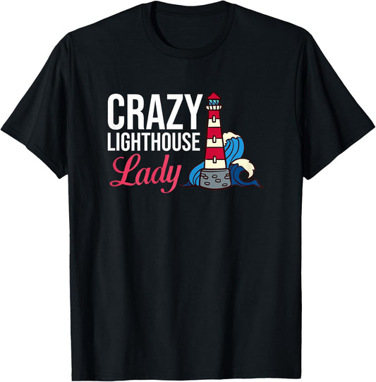 Lighthouse Tower Beach Ocean Quotes Lamp Light T-Shirt - T-Shirt | Black