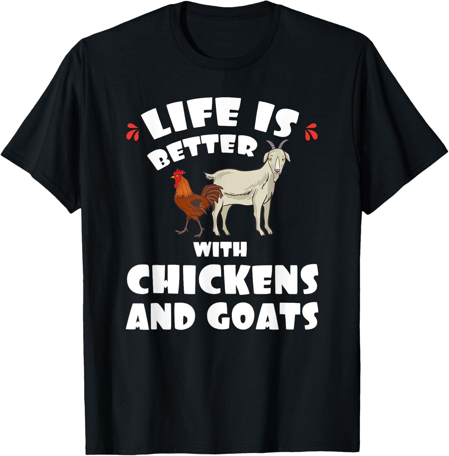 Goat and Chicken Funny Animals Farms T-Shirt - T-Shirt | Black