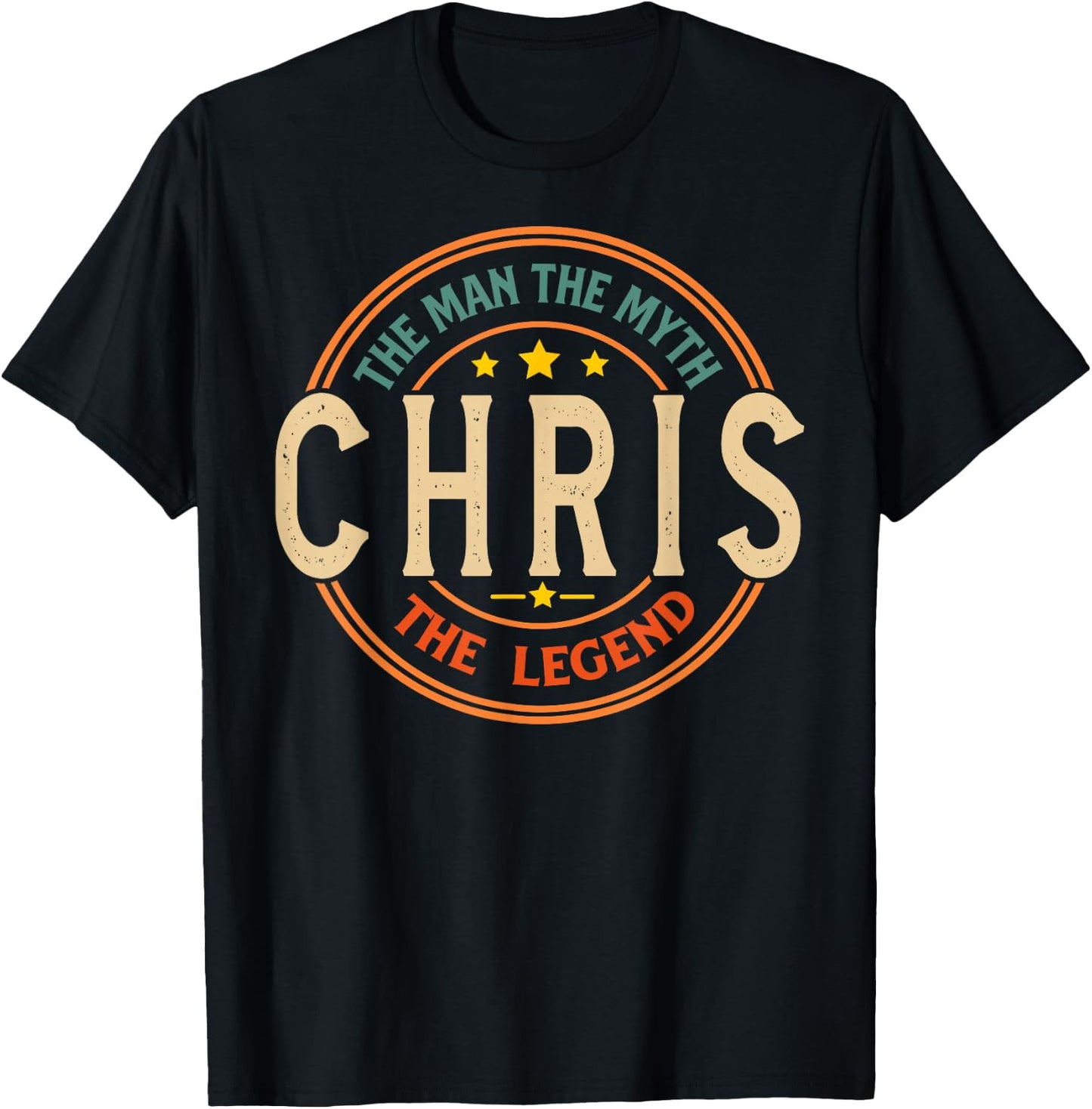 CHRIS The Man The Myth The Legend Vintage Personalized T-Shirt - T-Shirt | Black