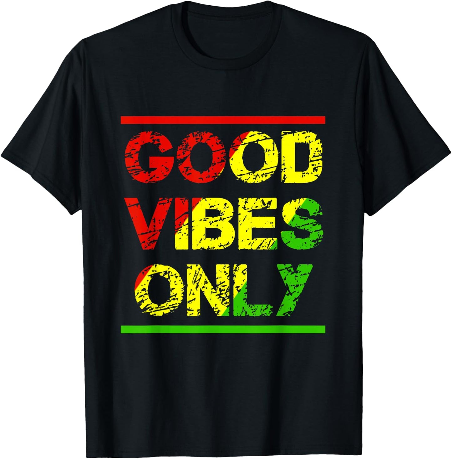 Reggae Music Jamaica Lover Reggae Good Vibes Only Rasta Design T-Shirt - T-Shirt | Black