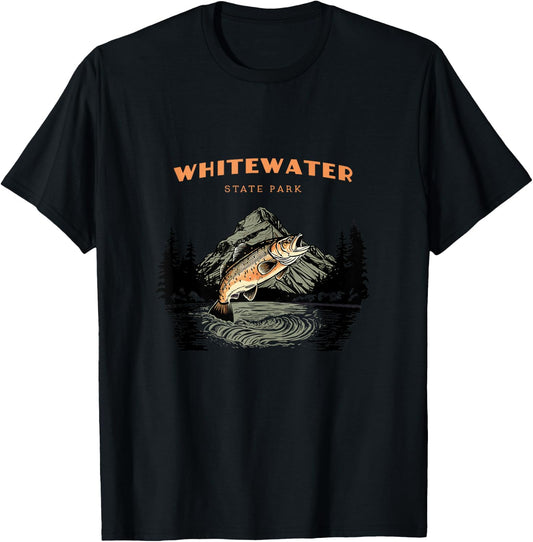Whitewater State Park Retro Vintage Fishing T-Shirt - T-Shirt | Black