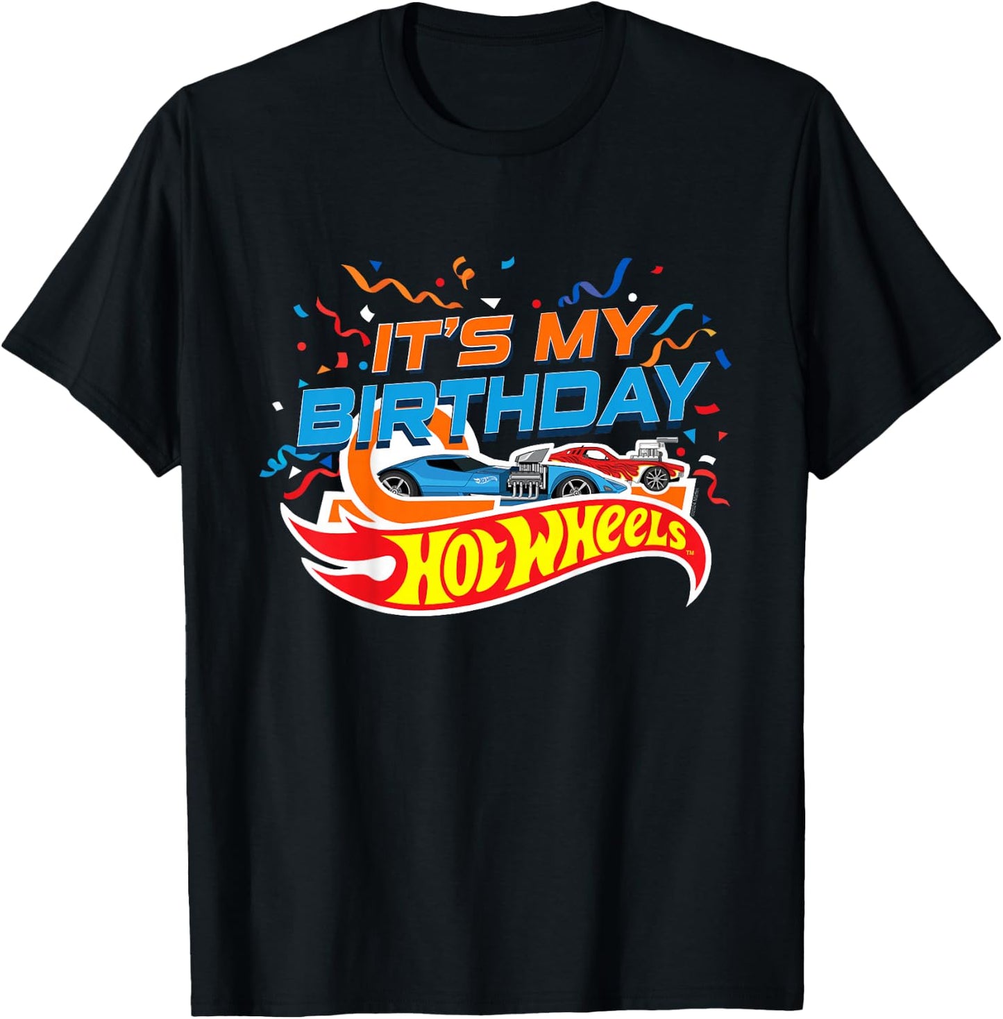 Kids Hot Wheels It's My Birthday Confetti T-Shirt - T-Shirt | Black