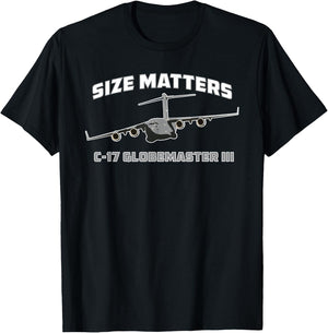 C-17 Globemaster III Size Matters | Military Airplane Funny T-Shirt - T-Shirt | Black