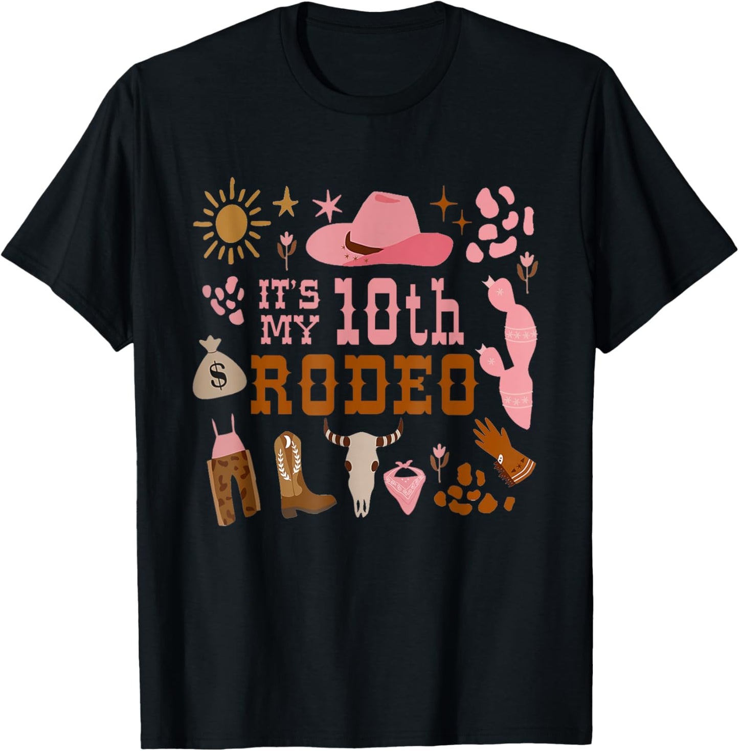 It's My 10 Year Old Shirt 10th Birthday Rodeo Cowgirl T-Shirt - T-Shirt | Black