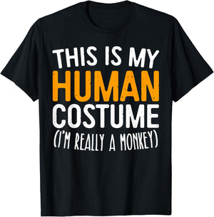 This Is My Human Costume I'm Really A Monkey Shirt Adult Kid T-Shirt - T-Shirt | Black