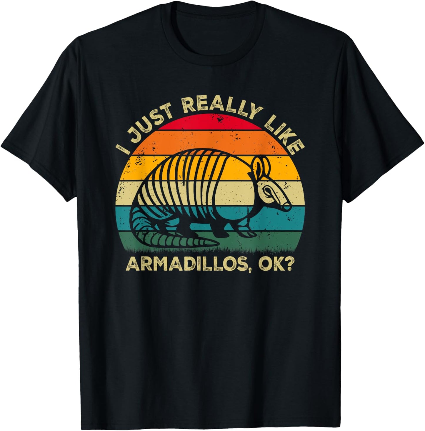 I Just Really Like Armadillos, OK? Funny Armadillo Retro T-Shirt - T-Shirt | Black