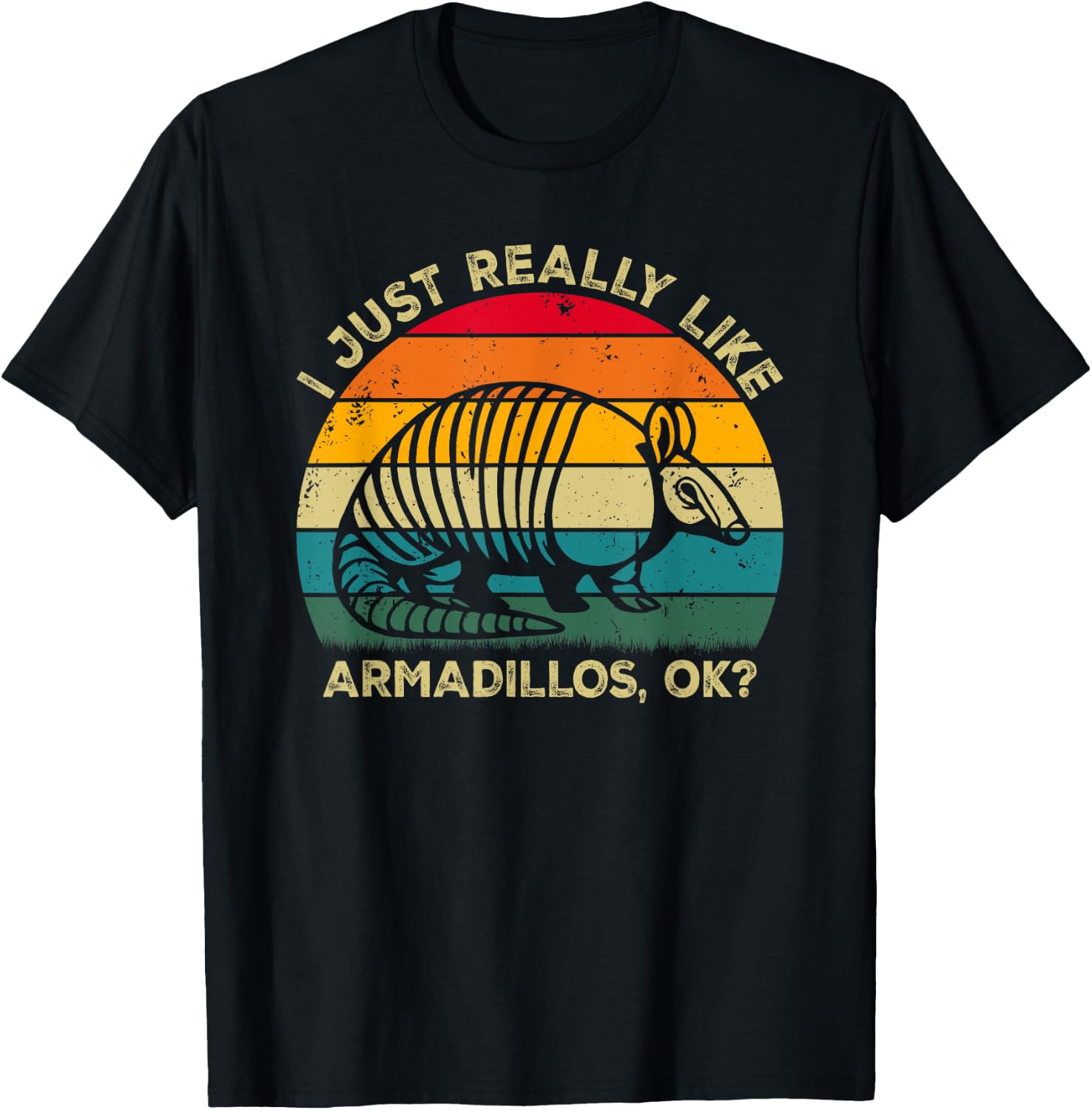 I Just Really Like Armadillos, OK? Funny Armadillo Retro T-Shirt - T-Shirt | Black