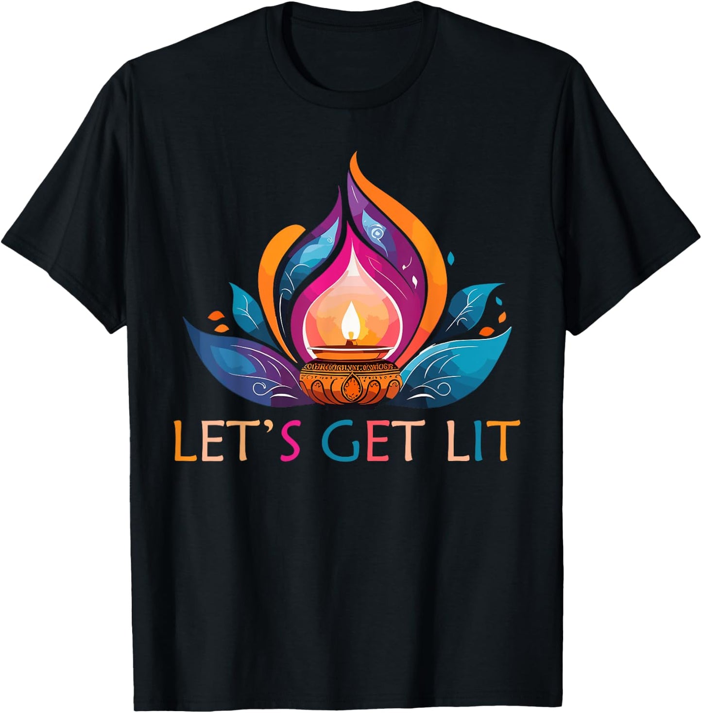 Let's Get Lit Happy Diwali Festival of Light T-Shirt - T-Shirt | Black