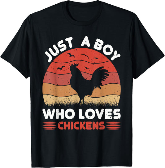 Just A Boy Who Loves Chickens T-Shirt - T-Shirt | Black