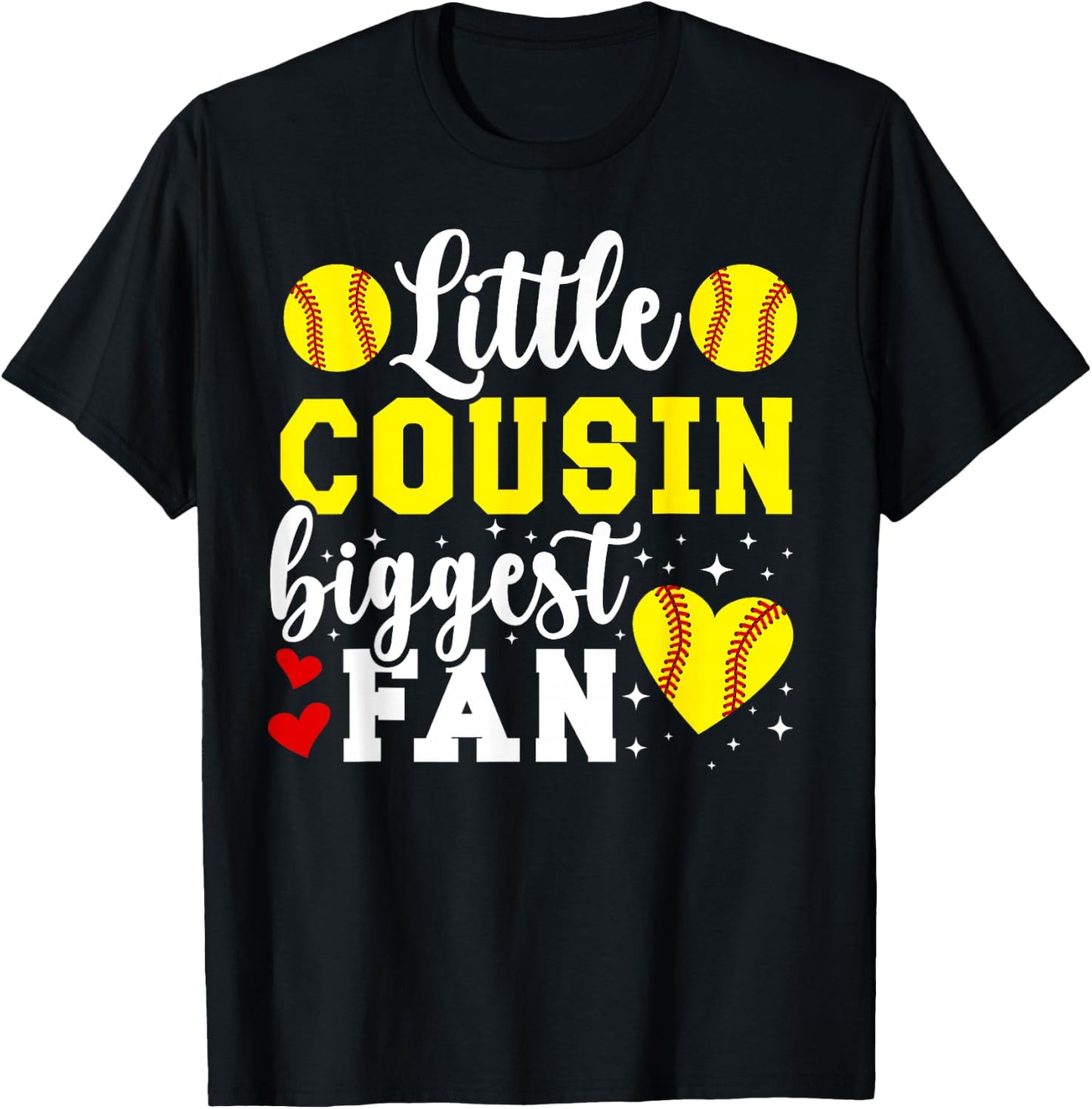 Little Cousin Softball Cousin Of A Softball Player Cousin T-Shirt - T-Shirt | Black