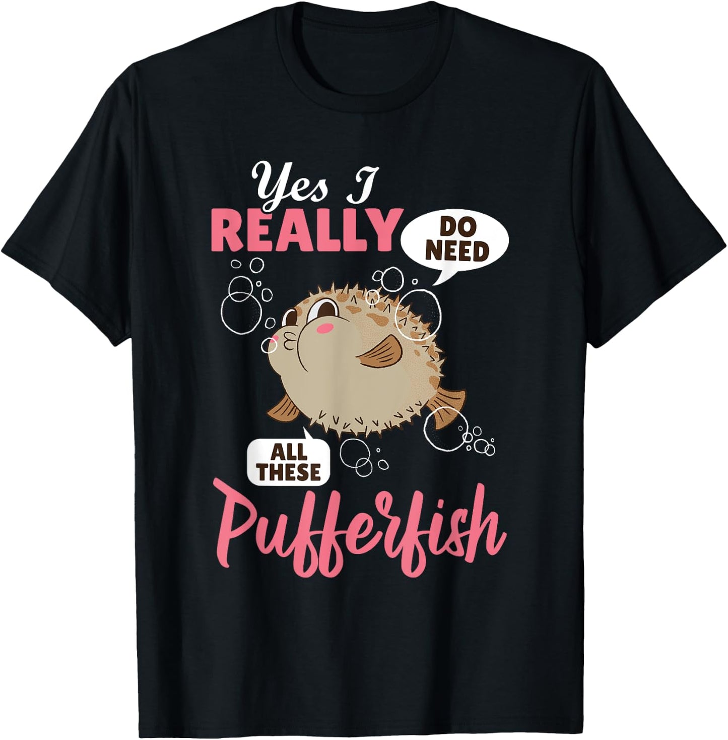 Pufferfish Animals Funny Fish Cute Balloonfish T-Shirt - T-Shirt | Black