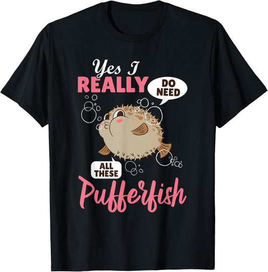 Pufferfish Animals Funny Fish Cute Balloonfish T-Shirt - T-Shirt | Black