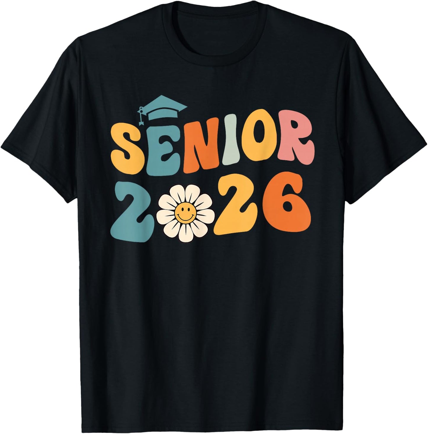 Vintage Groovy Senior 2026 Class of 2026 Graduation Grad T-Shirt - T-Shirt | Black