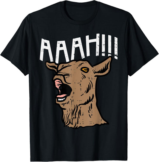 Goat Aaah Bleating Scream Animal Lover Farmer Men Women Kids T-Shirt - T-Shirt | Black