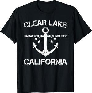 CLEAR LAKE CALIFORNIA Funny Fishing Camping Summer Gift Men Women Kids T-Shirt - T-Shirt | Black