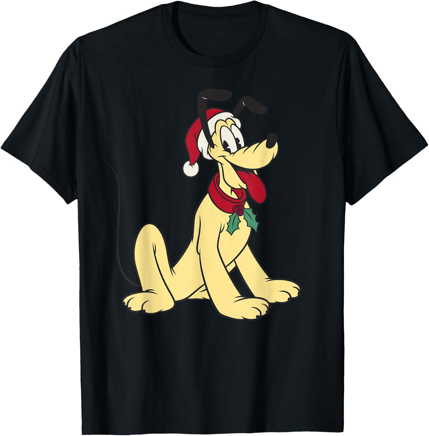 Disney Mickey & Friends Christmas Pluto Classic Portrait T-Shirt - T-Shirt | Black
