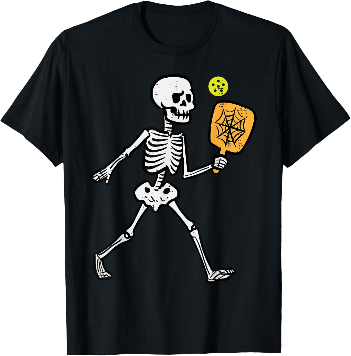 Halloween Skeleton Pickle Ball Costume Sports Women Kids Men T-Shirt - T-Shirt | Black