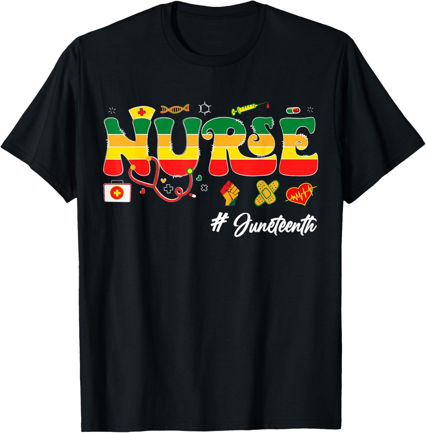 Juneteenth Black Men Woman Nurse Afro Girl Juneteenth nurse T-Shirt - T-Shirt | Black